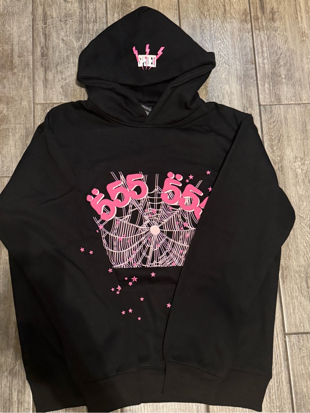 Black Men's Lightweight Hoodie Jacket with Pink Graphic